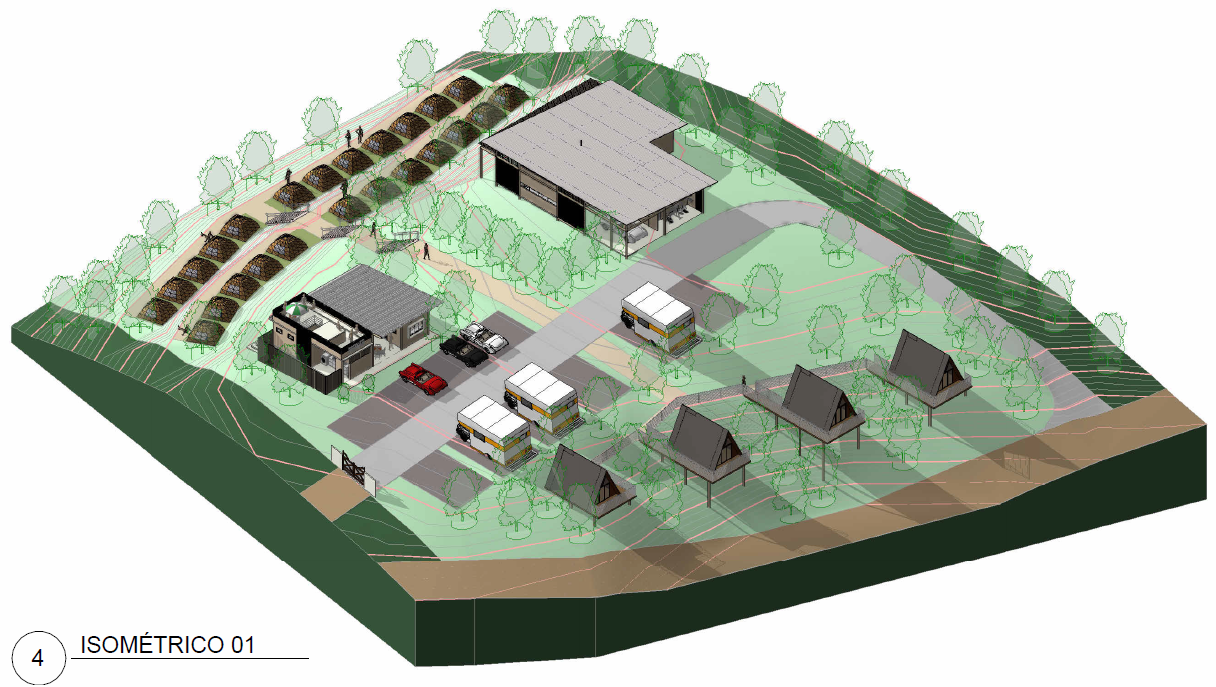Isométrico do masterplan do Recanto Veredas