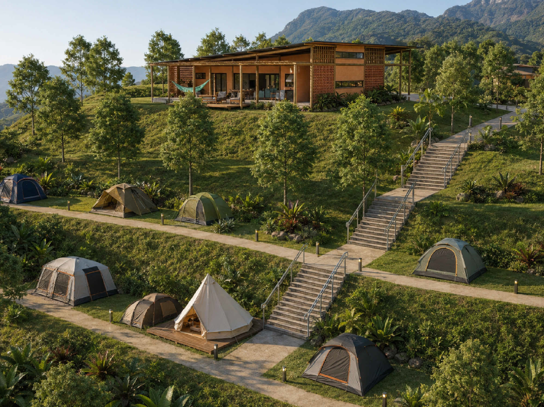 Render da área de camping do Recanto Veredas